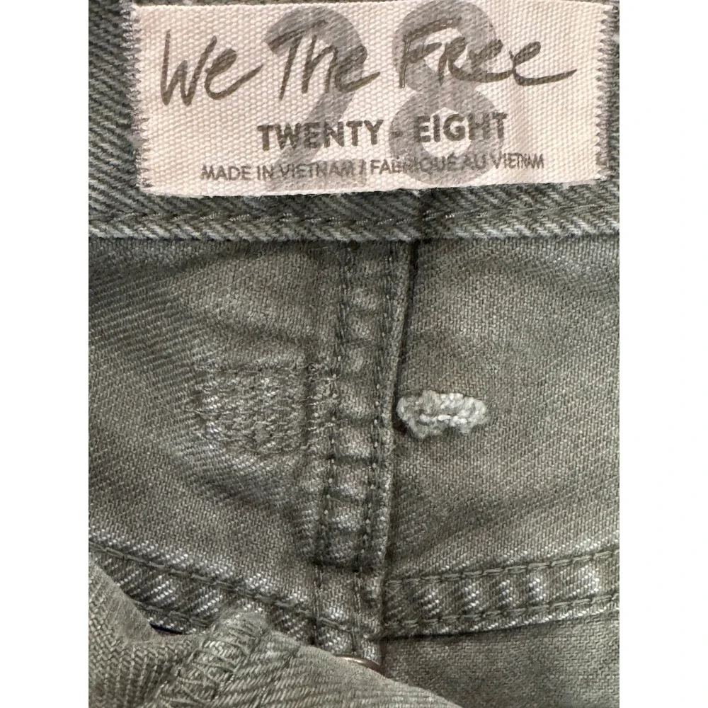 We The Free Free People Olive Green Denim Cut Off Shorts Button Fly Size 28S